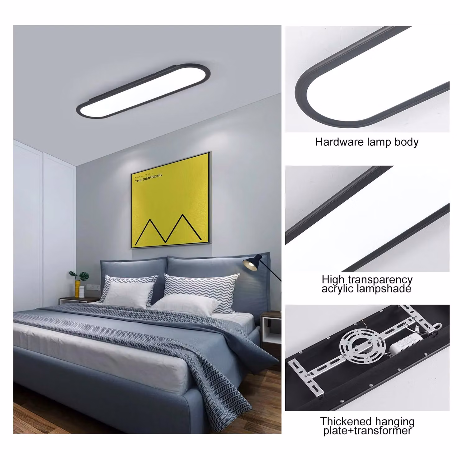 Garwarm LED Linear Ceiling Light, Black, 70 cm – 4