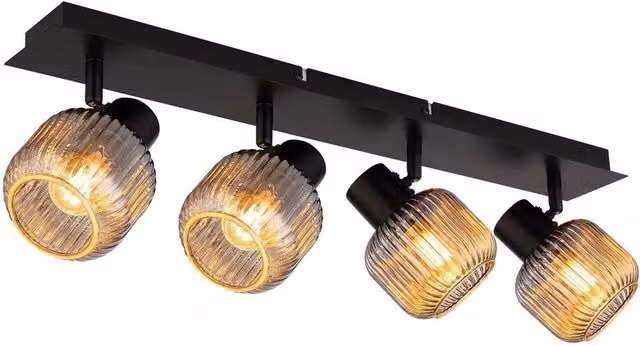 Nowa Netlighting Tom Ceiling Spotlight Bar in Matt Black with Smoke Glass Shades, Adjustable, 4x E14, W/D/H: 160 x 9.8 x 13.7 cm – 3