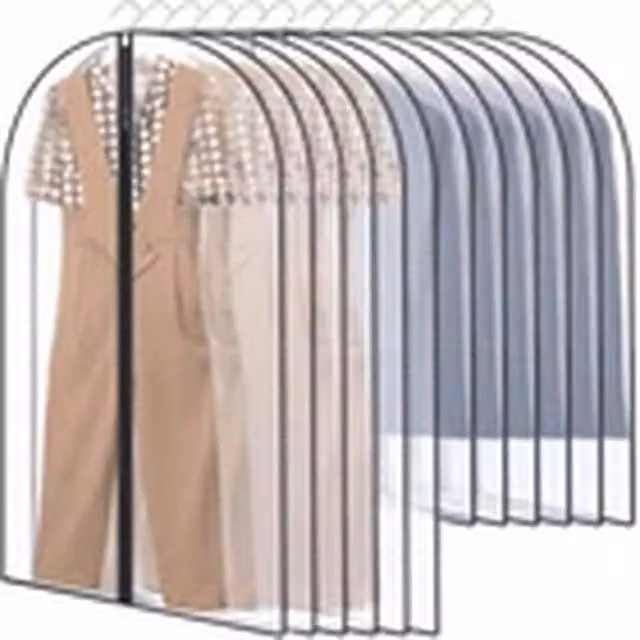 EONLION 10 Pack Waterproof Black and Transparent Plastic Garment Bags for Suits and Coats – 1