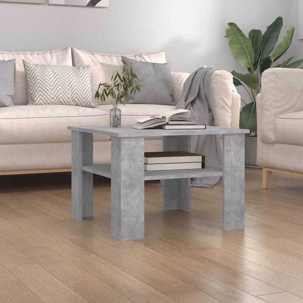 Berkfield Home Modern Square Coffee Table in Grey Composite Wood, W/D/H: 60 x 60 x 42 cm – 2