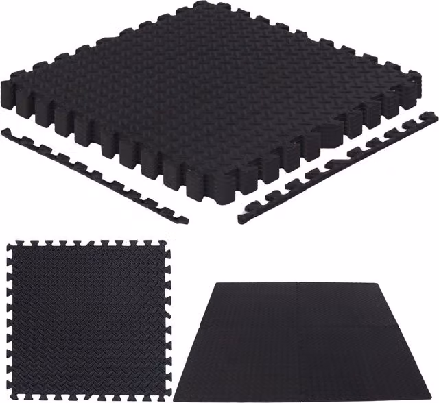 NOVECRAFTO Interlocking EVA Foam Floor Mats, 18 Pack, Black, W/D: 60 x 60 cm