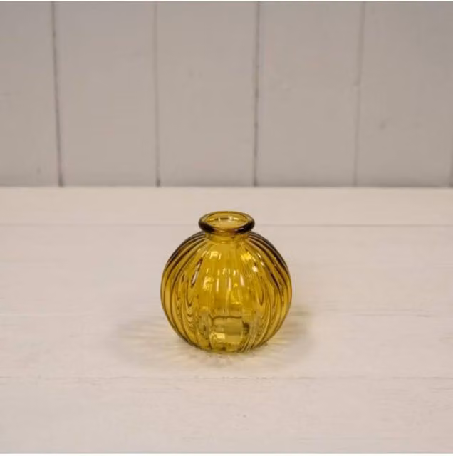 KDMD Rustic Yellow Glass Tabletop Vase, Diameter: 8 cm