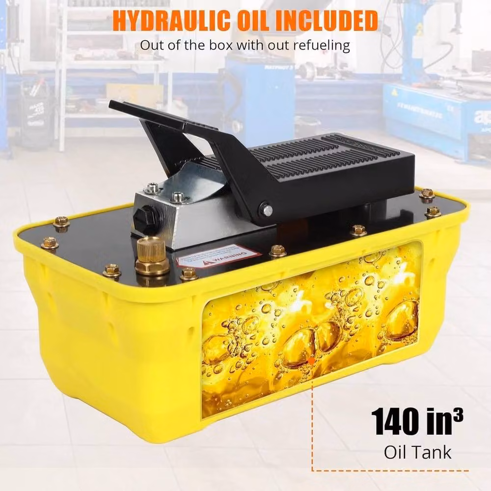 VOGREX 2.3L Air Hydraulic Foot Operated Pump, 10,000PSI, Yellow – 2