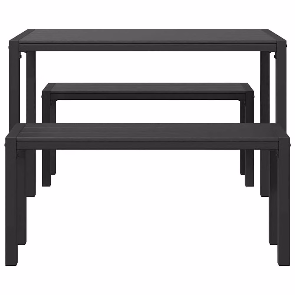 Berkfield Home 3-Piece Modern Garden Dining Set in Black with Powder Coated Steel and Composite Materials – 5