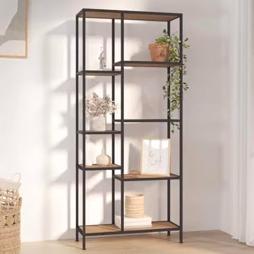 vidaXL Modern Book Shelf in Black and Brown, Metal and MDF, W/D/H: 80 x 30 x 180 cm – 2
