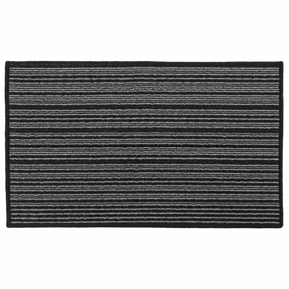 JVL Arona Machine Washable Striped Latex Backed Doormat, Black, W: 50 cm, D: 80 cm – 2