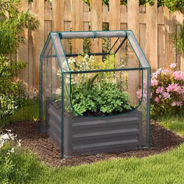 STILVORA Raised Planter Bed with Transparent Cover, W/D/H: 70 x 70 x 90 cm – 1