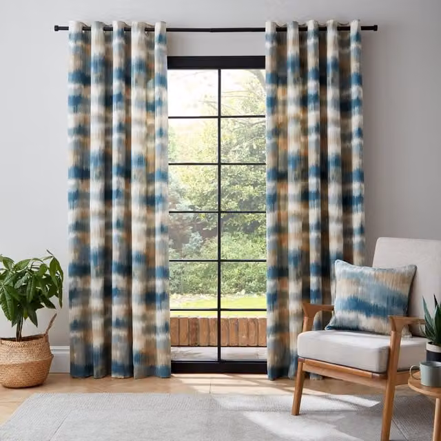 Catherine Lansfield Petrol Teal Ombre Texture Thermal Blackout Eyelet Curtains