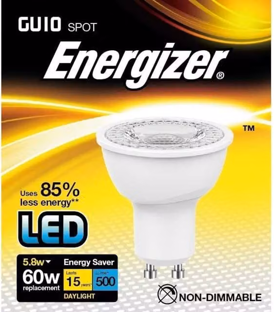 Energizer LED GU10 5.8W 560lm Reflector Light Bulb in Cool White