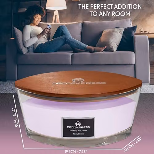 Deco Express Cherry Blossom Scented Woodwick Candle in Pink – 6