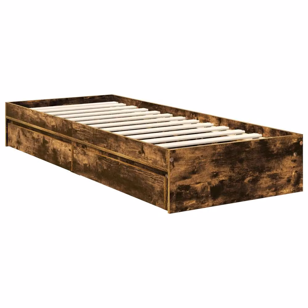 Berkfield Home Modern Storage Bed with Drawers in Smoked Oak Brown, W: 75 cm x L: 190 cm – 3