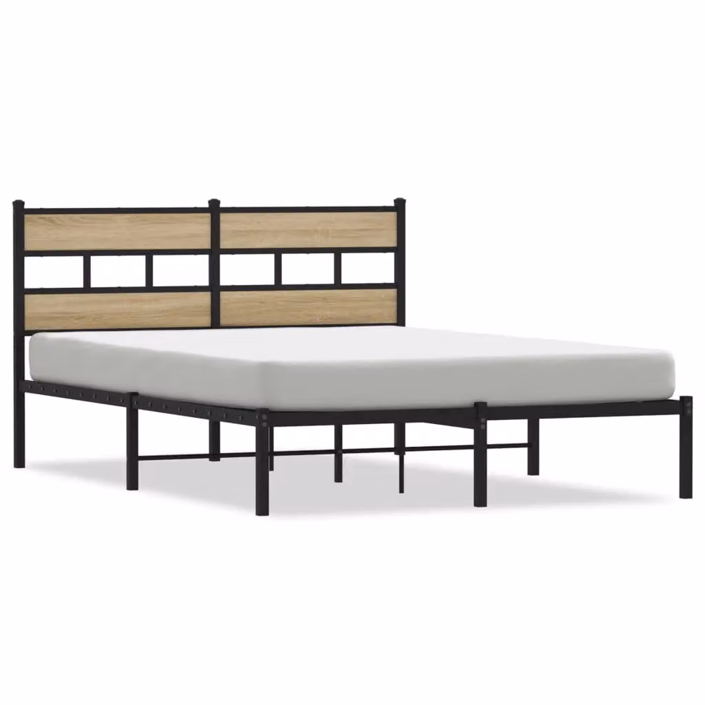 Berkfield Home Metal Bed Frame in Sonoma Oak, Brown, W: 140 cm, D: 190 cm – 2