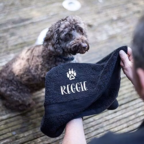 Duncan Stewart Personalised Dog Towel in Grey