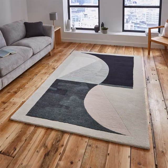 The Rug Shop UK Beige Geometric Handmade Polyester Easy Care Area Rug W: 150 cm, D: 230 cm – 1