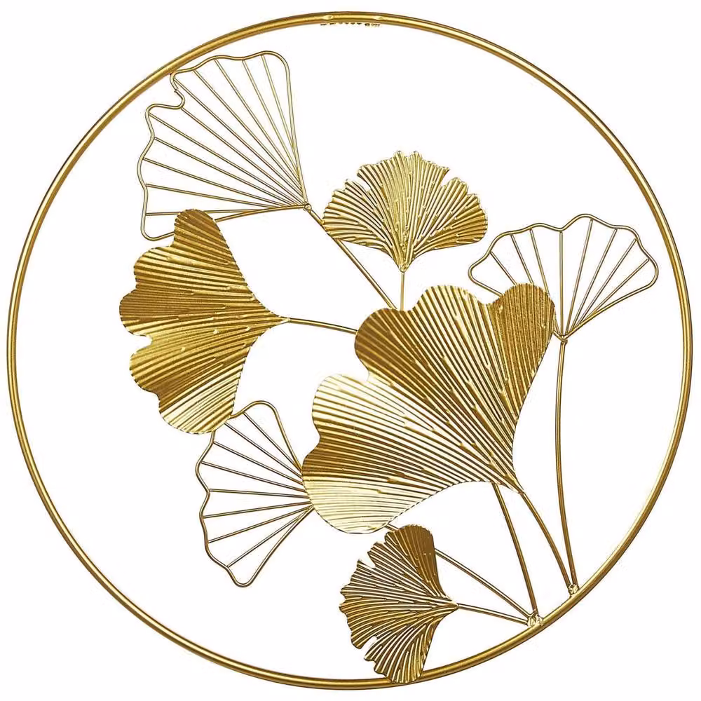 Wyld and Coco Gold Leaves Metal Floral Wall Art, W: 45 cm x H: 45 cm – 2