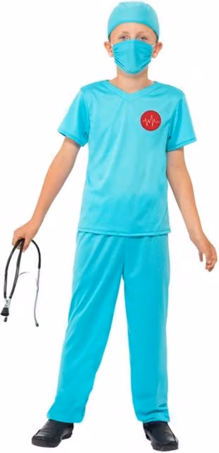 Smiffys Childrens Surgeon Dress Up Set in Blue and Turquoise