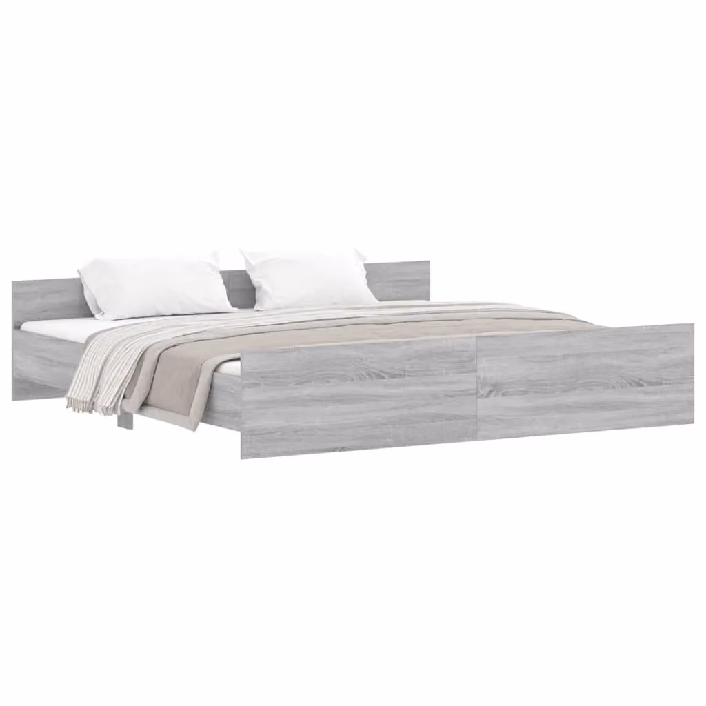 Berkfield Home Super King Bed Frame with Headboard and Footboard in Grey Sonoma, W: 180 cm, D: 200 cm – 2
