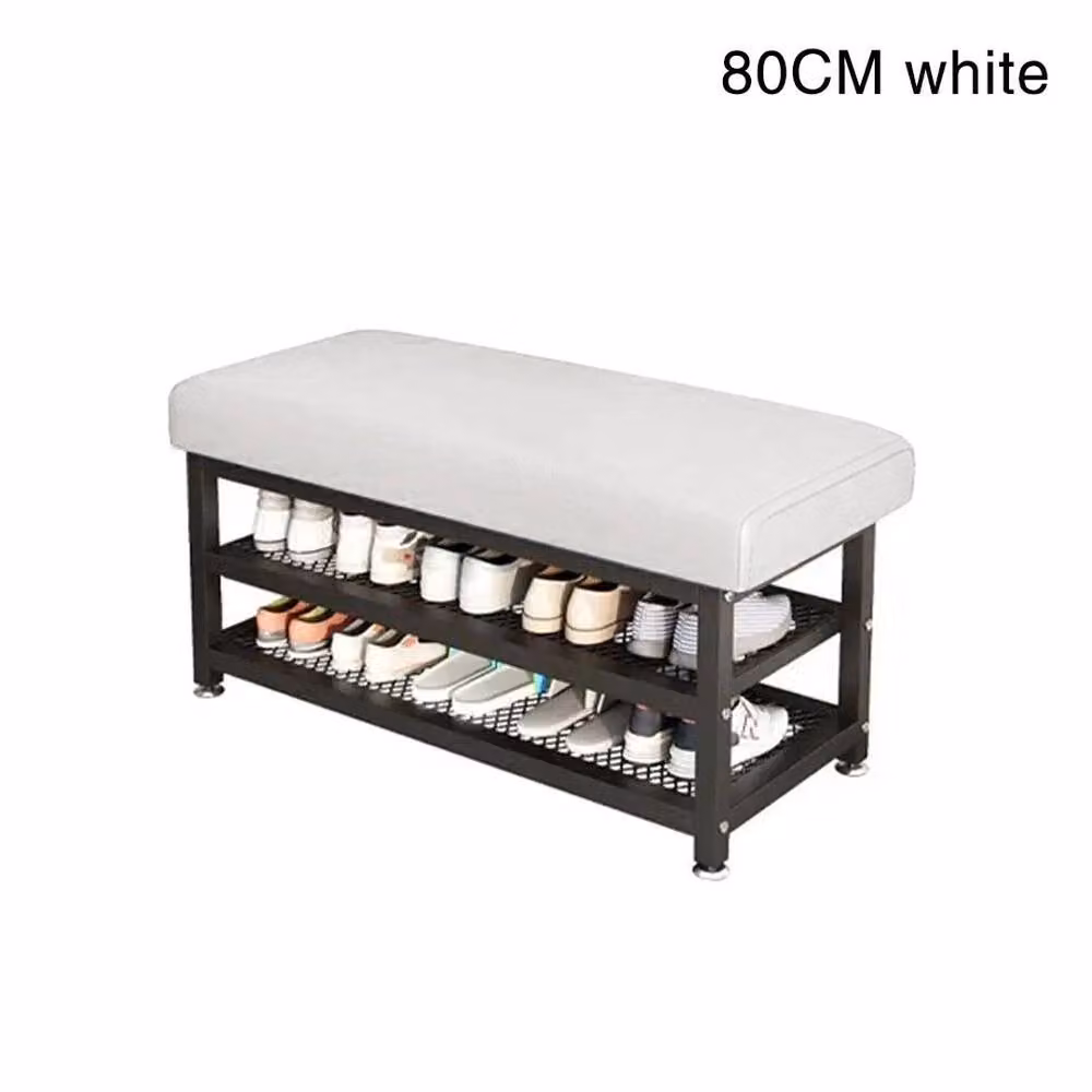 FORGEVIO White Synthetic Leather Shoe Bench Stool and Storage Cabinet – 2