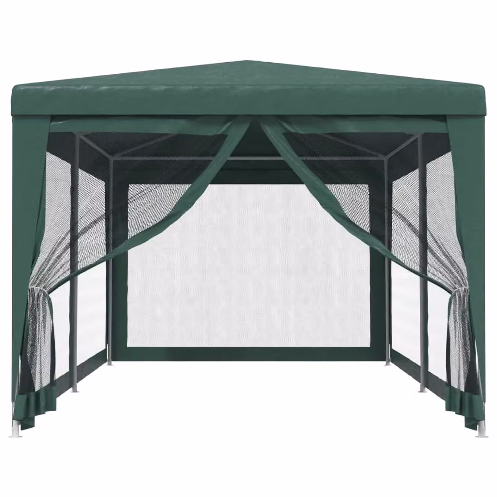 Berkfield Home Green Party Tent with 6 Mesh Sidewalls, W: 6 m, D: 3 m, H: 3 m – 3