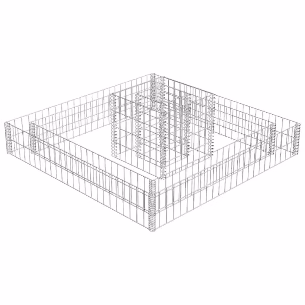 Berkfield Home Galvanised Steel Gabion Planter Tub in Silver, W/D/H: 304.8 x 50.8 x 50.8 cm – 2