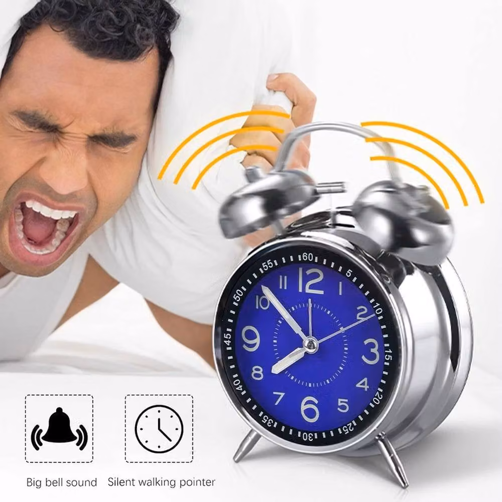 NESTLUNE Super Loud Double Bell Alarm Clock in Silver – 2