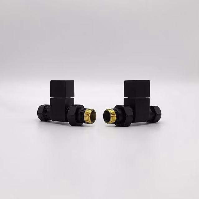Lux Heat Manual Square Valve Set in Black