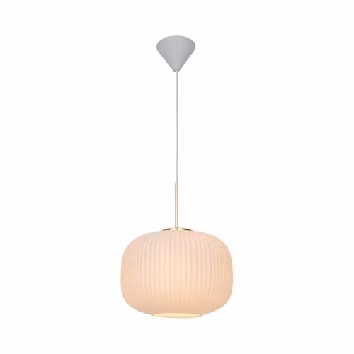 Nordlux Milford Pendant Light in White Opal Glass with Gold/Brass Finish, Diameter: 30 cm