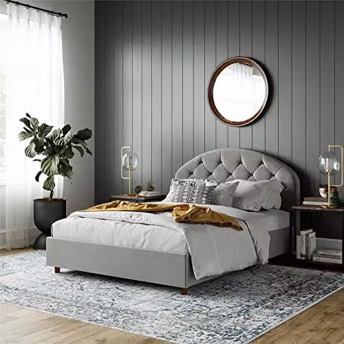 DHP Aspen Upholstered Double Bed in Grey Velvet – 3