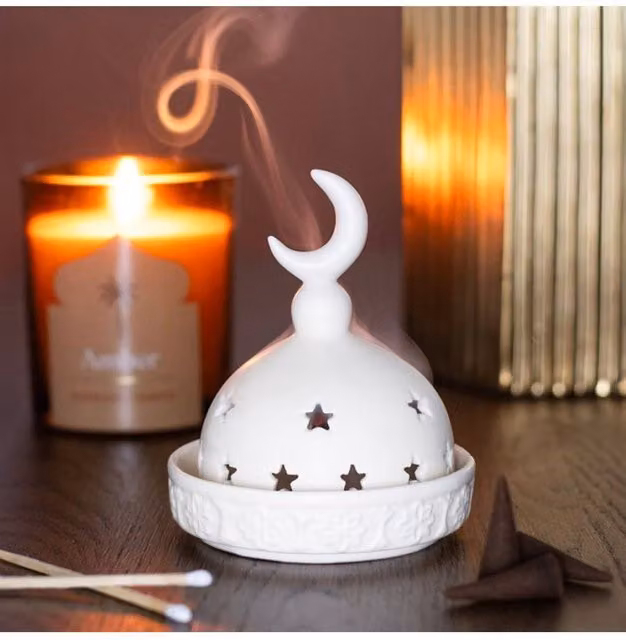 KDMD White Ceramic Mosque Incense Cone and Tealight Holder – 1