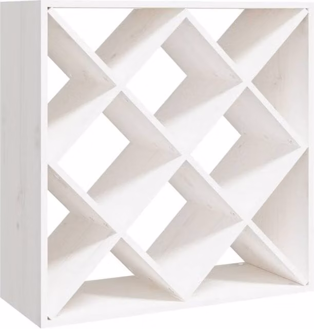 Berkfield Home White Rustic Solid Pine Wall Mounted Wine Cabinet with Bottle Rack W/D/H: 62 x 25 x 62 cm