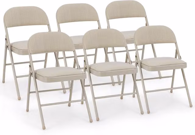 Costway 6-Piece Fabric Folding Chairs and Camping Stools in Brown and Beige