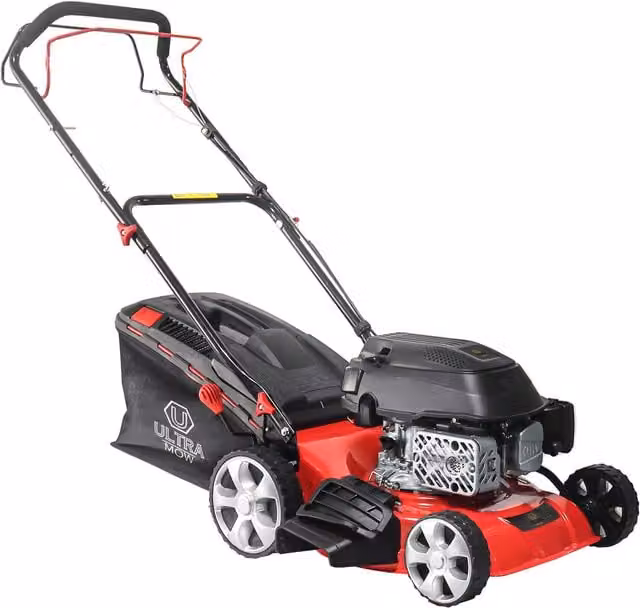 Calow Red Petrol Self Propelled Garden Lawn Mower with Steel Construction