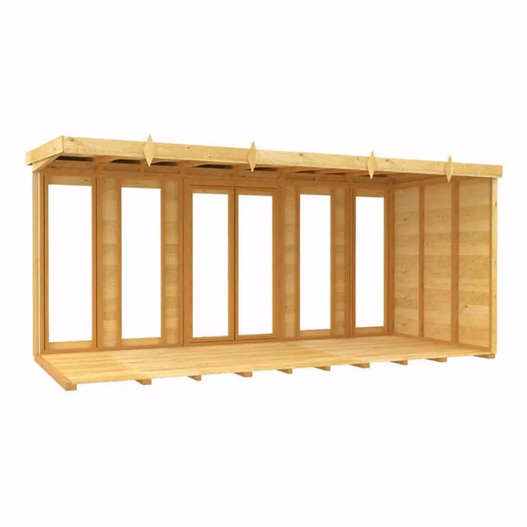 Buttercup Farm Brown Pent Summer House with Full Height Window, W: 417 cm, D: 147 cm, H: 201 cm – 3