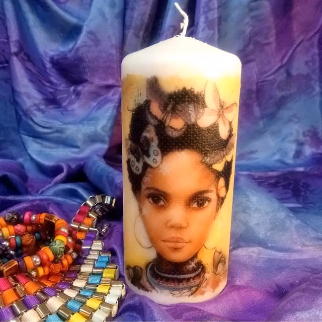 Viki African Beauty Pillar Candle in White
