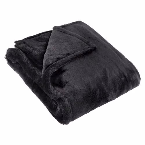 Riva Home Kallu Reversible Double-Sided Faux Fur Throw in Black, W/D/H: 130 x 180 cm – 1