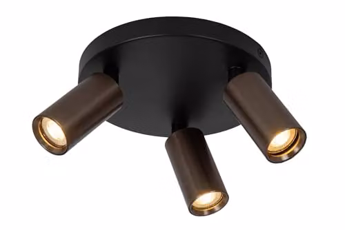 Lucide Ritmo Modern Round Ceiling Spotlight in Brown, Diameter: 18 cm, 3xGU10 – 1
