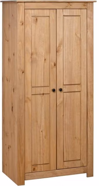 Berkfield Home Panama Range Solid Pine Wardrobe in Brown, W/D/H: 80 x 50 x 171.5 cm