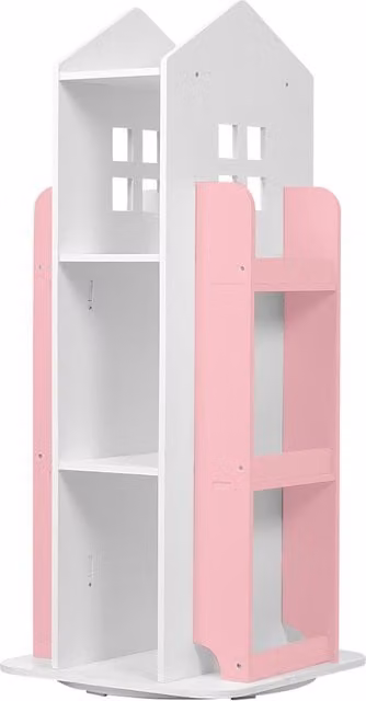 Kidkid Rotating House Frame Design Bookcase for Children in Pink