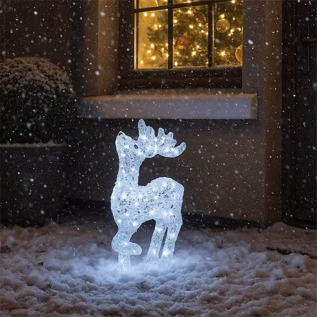 Xmas Haus White Acrylic LED Deer Christmas Decoration, Height: 53 cm