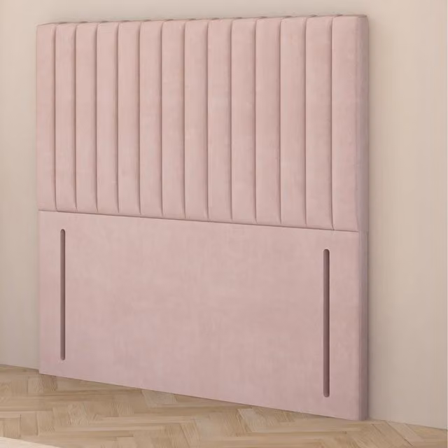 Somnior Beds Ltd Verona Pink Velvet Upholstered Floor Standing Headboard for Double Bed (W/H: 137 x 135 cm)
