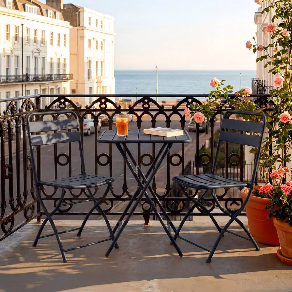 Artemis Home Colourways Vibrant Folding Patio or Balcony Set in Matt Black – 2