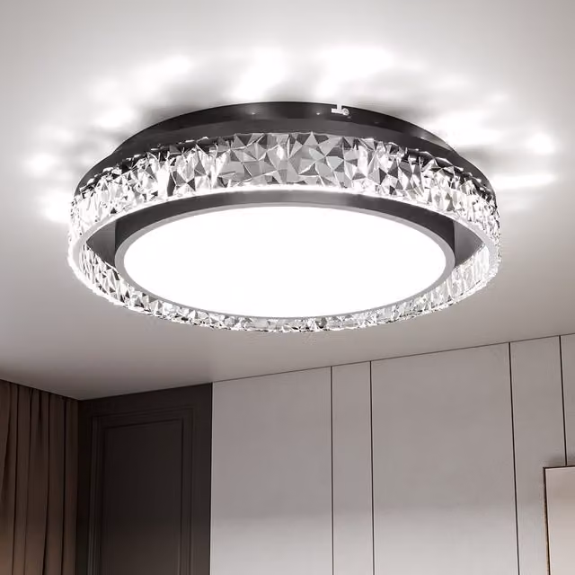 Livingandhome Round Acrylic Flush Mount LED Ceiling Light in Cool White