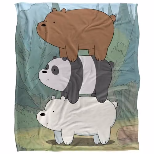 LOGOVISION We Bare Bears Bear Stack Super Soft Fleece Throw Blanket, Multicolour, W: 152 cm, D: 127 cm – 1