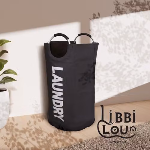 Libbi Lou 90L Black Waterproof Laundry Hamper with Aluminium Handles, H 79 cm x W 38 cm x D 38 cm – 3