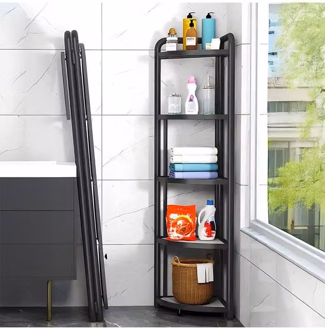 Living and Home Matt Black Metal Corner Storage Rack XL