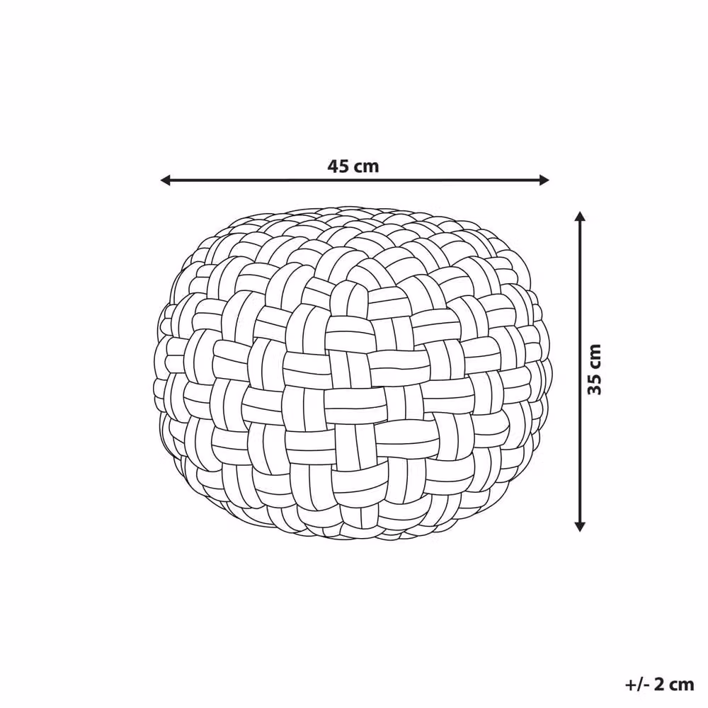 Wyld and Coco Red Velvet Basketweave Pouffe, W: 45 cm, D: 35 cm – 3