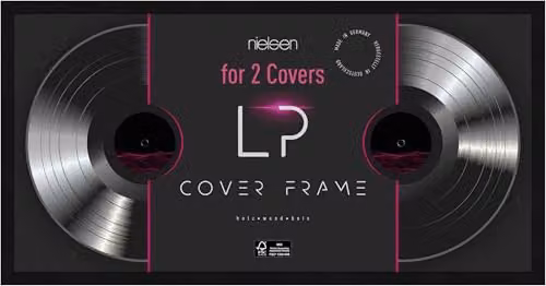 Nielsen Design Black Wood Double Vinyl Record Display Frame, W/D/H: 63.3 x 31.4 x 2.5 cm