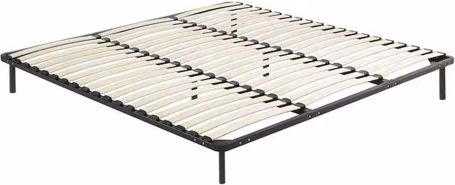Vente-unique Slatted Bed Base Frame with Legs, Black, W/D/H: 200 x 200 x 30 cm