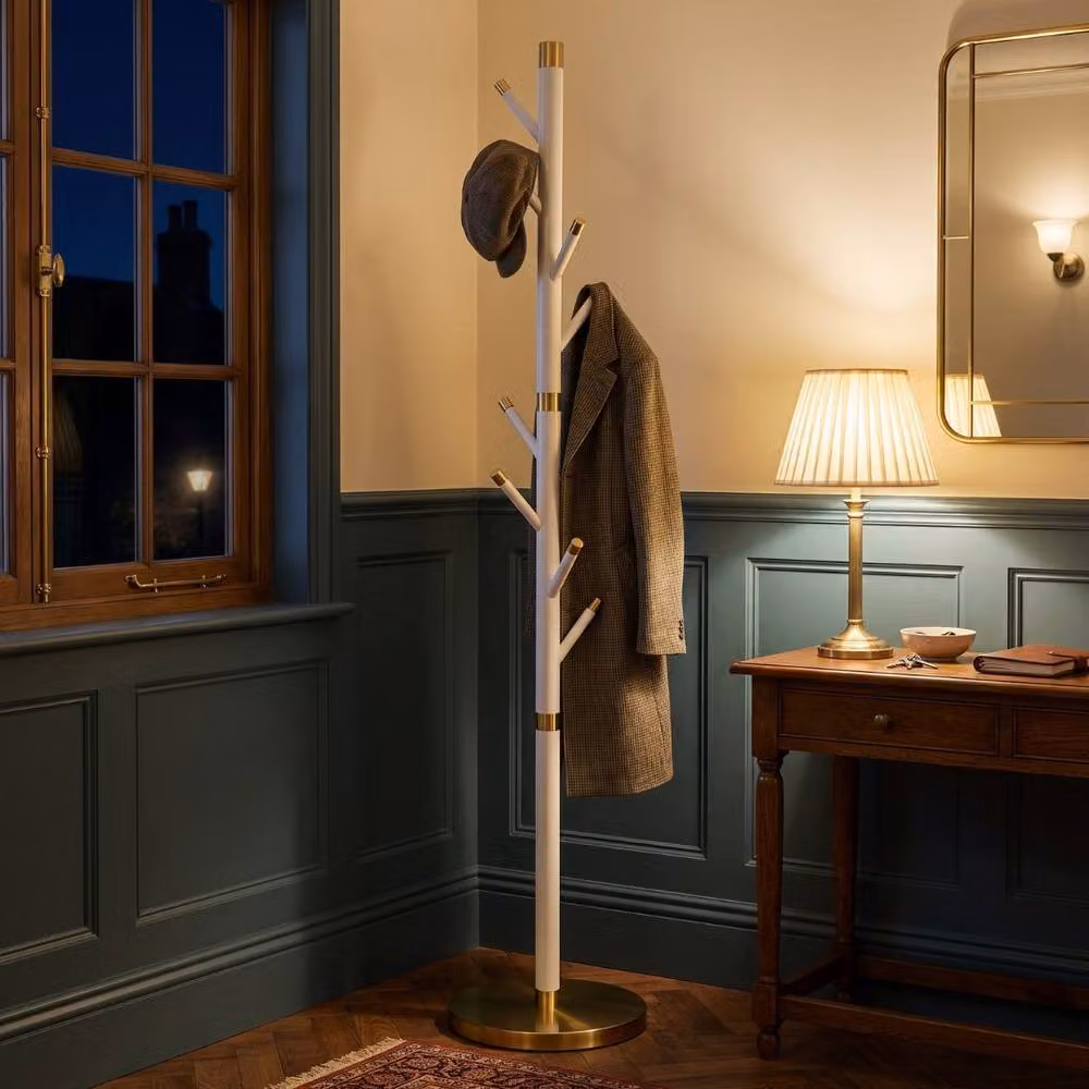 HOME LUXE INTERIOR Modern White and Gold Stainless Steel Freestanding Coat Rack, Height: 177 cm – 2