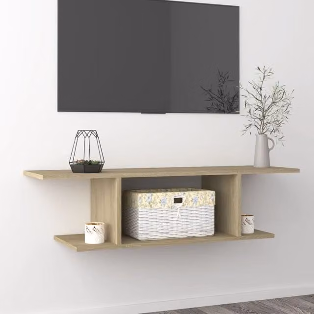 Berkfield Home Wall Mounted Sonoma Oak TV Cabinet in Brown, W: 103 cm, D: 30 cm, H: 26.5 cm